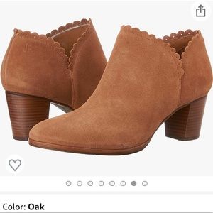 Jack rogers Marianne suede brown bootie boot 9M scalloped heel